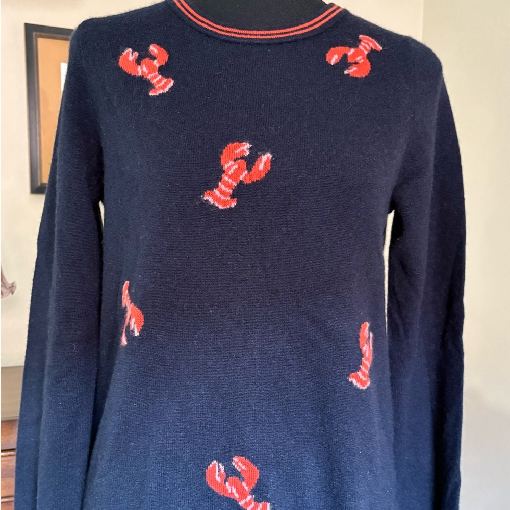 J. Crew Navy Sweater with Red Lobster Design